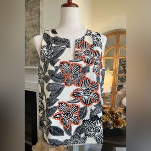 EUC JCrew Embellished Floral Print Sleeveless Top size 8